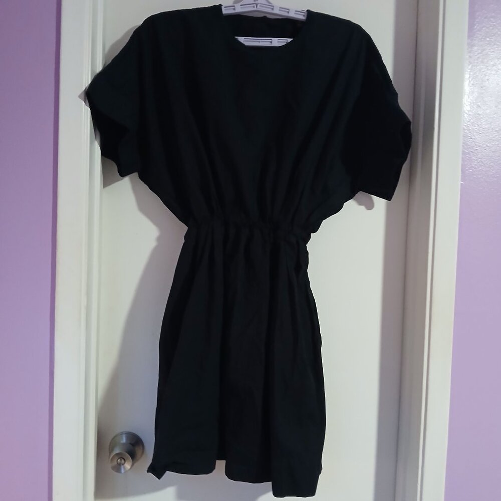 Banana Republic Factory Women's Black Dolman Sleeve Elastic Waist Mini Dress